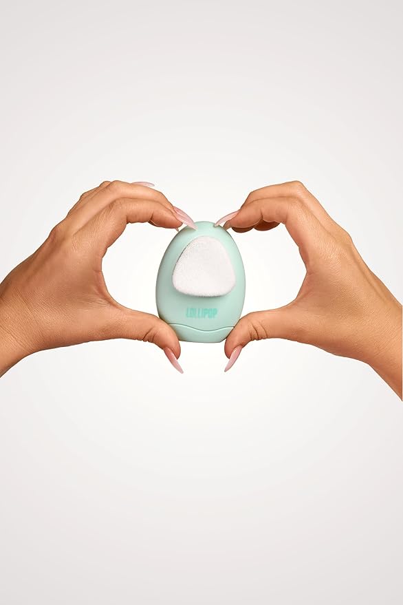 LOLLIPOP Dual-Sided Facial Cleansing Brush | Palm Size Silicone Face Exfoliator and Soft Fiber Cleanser | Manual Face Scrubber for Pores, Makeup Removal, Blackhead and Skincare Routine, Minty