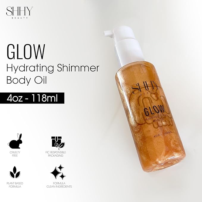 GLOW Hydrating Shimmer Body Oil, Body Glow Oil for Radiant Skin, Shimmer Body Oil for Body Care and All day Glow, Body Oil with Shimmer for Body Glow