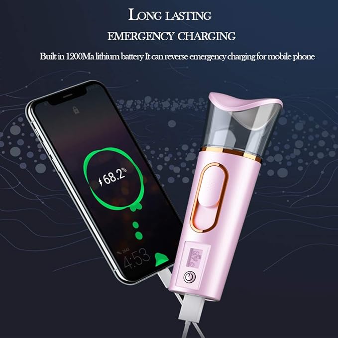 Handy Nano Facial Mister with Skin Analyzer Moisture Tester, Portable Nano Mist Sprayer Atomization Eyelash Extensions Steamer Mister,Mini Cool with Large Capacity,Face Moisturizing