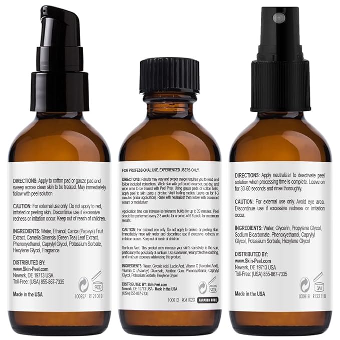 MedPeel 70% AHA & Vitamin C Brightening Essential Peel Kit, Includes Peel, Prep, Neutralizer, Deep Strength Professional Grade Chemical Face Peel, Reduces Age Spots, 1oz/30ml (Kit of 3)