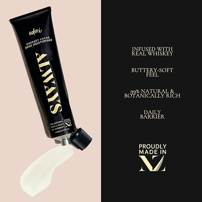 ed&i ALWAYS Moisturizer Body Lotion, Skin Lotion for dry, dull or aging Skin, Smoothing Body butter for all, Hydration Support for Daily Moisturizing - Whiskey Cacao Buttery 5.07 oz