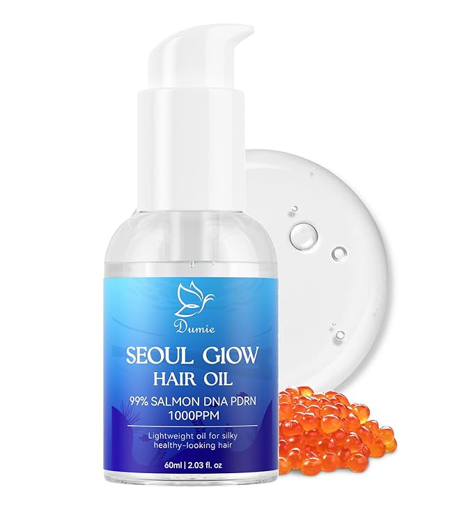 Salmon DNA PDRN Hair Oil, Deep Repair for Dry, Damaged Hair, Heat Protectant for Frizz Control, Smoothness & Shine, Lightweight Argan, Jojoba & Squalane Oil, Fragrance-Free,2.03 fl.oz