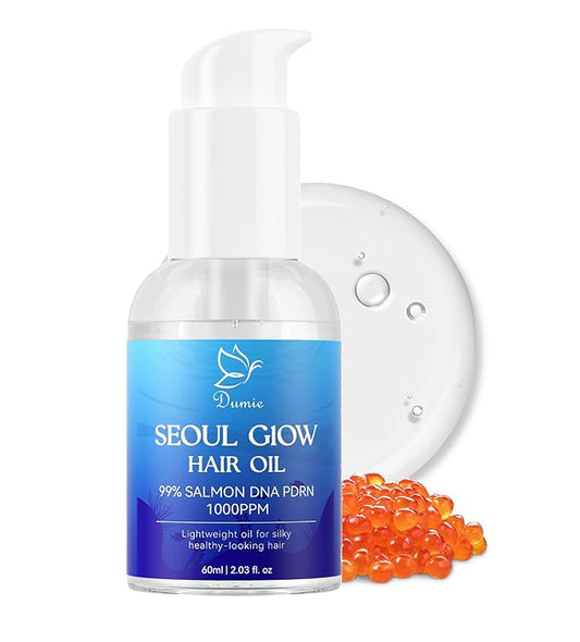 Salmon DNA PDRN Hair Oil, Deep Repair for Dry, Damaged Hair, Heat Protectant for Frizz Control, Smoothness & Shine, Lightweight Argan, Jojoba & Squalane Oil, Fragrance-Free,2.03 fl.oz