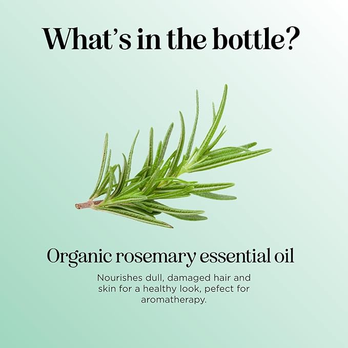 Certified Organic Rosemary Oil for Hair - Extra Large 100% Pure USDA Organic Rosemary Essential Oil for Hair Skin and Nails - Oil for Dry Scalp Treatment and Enhanced Volume and Shine