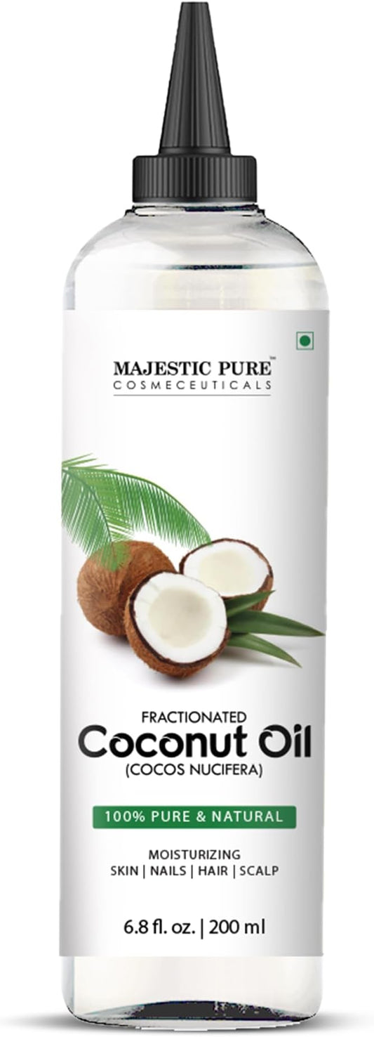 Majestic Pure Fractionated Coconut Oil - Relaxing Massage Oil, Liquid Carrier Oil for Diluting Essential Oils - Skin, Lip, Body & Hair Oil Moisturizer & Softener - 6.8 fl oz