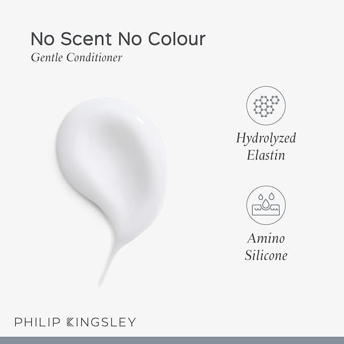 PHILIP KINGSLEY No Scent No color Conditioner for Sensitive Scalps Nourishing Gentle Conditioning Sulfate-Free Fragrance-Free Color-Free Smooths Frizz Control Detangles Adds Shine, 33.8 oz