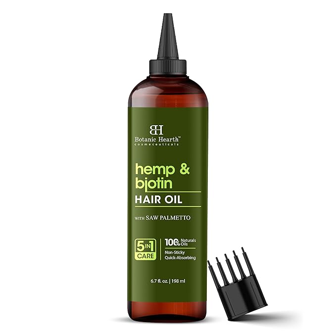 Botanic Hearth Hemp & Biotin Hair Oil (6.7 Fl Oz) | Nourishing And Strengthening Hair Treatment For Thicker, Healthier|Looking Hair | Paraben Free | Suitable For All Hair Types