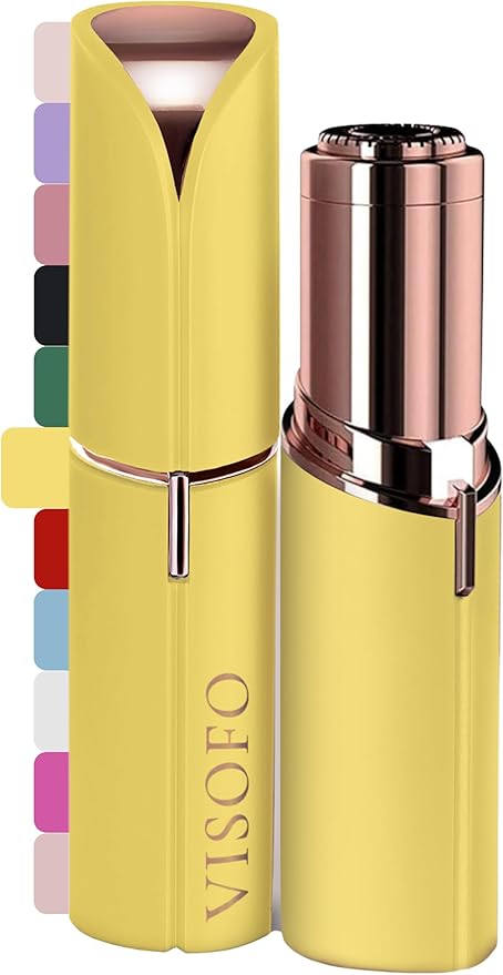 Facial Hair Removal for Women | Electric Razor Device Small Mustache Dermaplaning Remover Tools Tweezers Epilator Trimmer Face Dermaplane Shavers Beauty Gadgets Set Accessories by VISOFO (Citrine)