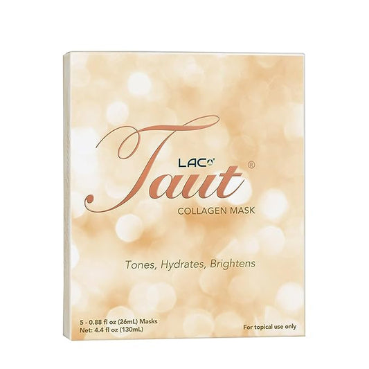 TAUT Collagen Face Mask – 5 Sheet Pack with Hyaluronic Acid, Marine Collagen & Vitamin C – Hydrating, Anti-Aging Sheet Mask for Firm, Glowing Skin – Korean Skincare Inspired