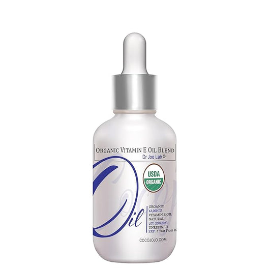 Dr Joe Lab Organic Vitamin E Oil for Skin, Liquid Vitamin E Oil for Hair, Face, Body Oil, Pure Natural Cold Pressed Unrefined, Moisturizes & Nourishes, Non GMO - 1 Oz
