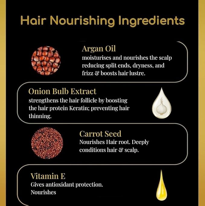 Onion Hair Oil with Rosemary & Argan – Natural Hair Oil for Hair Growth, Dandruff & Itchy Scalp – Vitamin E, Jojoba Oil – Sulfate-Free, Paraben-Free – 6.76 fl oz