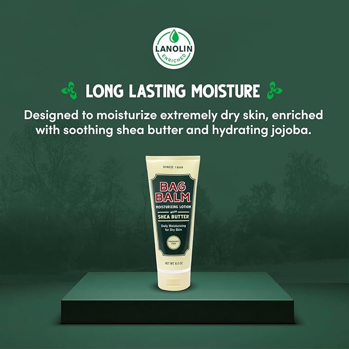 Bag Balm Moistuzing Body Lotion with Shea Butter, Daily Moisturizing for Dry Skin | Pack of 2 8oz Tubes