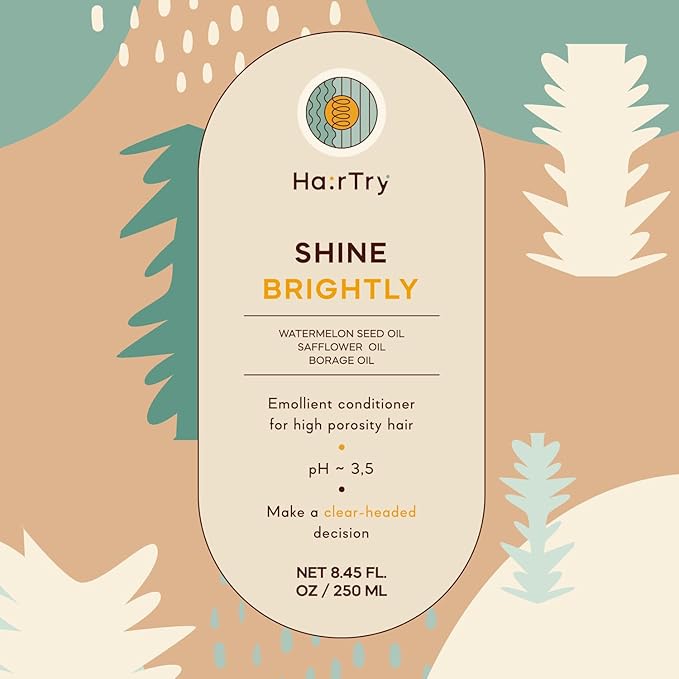 HairTry - Shine Brightly Emollient Conditioner for High-Porosity Hair – Nourishing Watermelon Seed Oil – Rejuvenating Borage Seed Oil – Net 5.88 Fl. Oz/ 250 ml