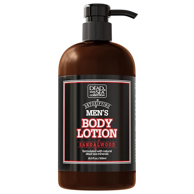 Dead Sea Collection Sandalwood Men's Body Lotion - Maximum Hydration Nourishing Moisturizing Lotion for Men - 16.9 Fl Oz Bottle