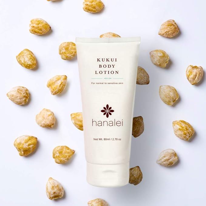 Hanalei Cruelty-Free Kukui Oil Body Lotion – Paraben-Free, Dye-Free Moisturizer with Kukui Nut Oil, Shea Butter & Jojoba for Hydrated, Soft, Nourished Skin – Travel-Friendly Size 80 ml
