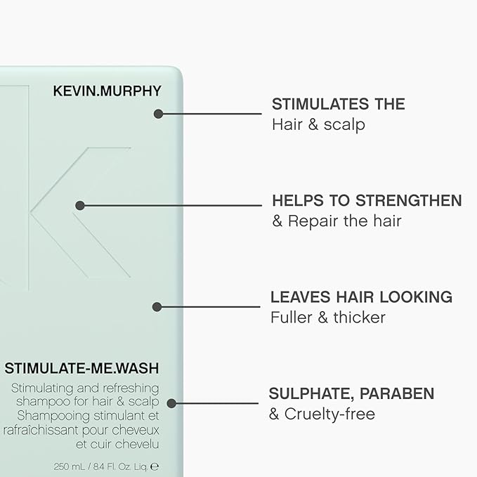 KEVIN.MURPHY STIMULATE-ME.WASH - Clarifying Shampoo for Hair & Scalp - For All Types - Stimulates Hair - Strengthening - Cruelty Free Shampoo - 250 mL / 8.4 fl oz