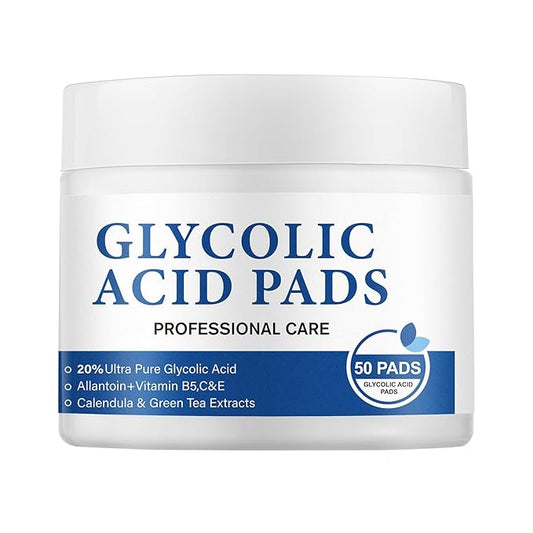 Glycolic Acid 20% Resurfacing Pads for Face and Body – Exfoliating Peel Pads with Vitamins B5, C, E, Green Tea, Calendula, Allantoin – Reduces Fine Lines and Wrinkles – 50 Count