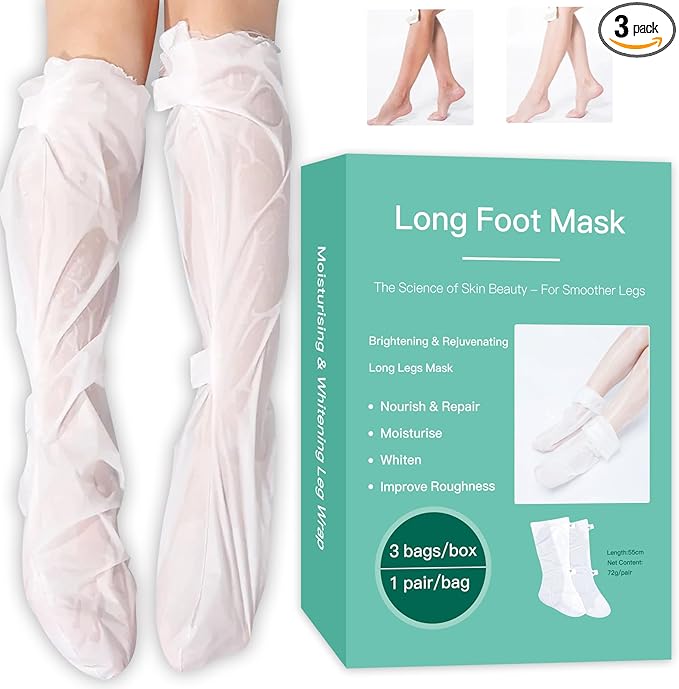 3 Pairs Hydrating Long Leg Feet Mask，Long Leg Feet Masque，Feet Peeling Mask，Moisturizing Nourishing Exfoliating Foot Mask for Women