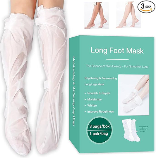 3 Pairs Hydrating Long Leg Feet Mask，Long Leg Feet Masque，Feet Peeling Mask，Moisturizing Nourishing Exfoliating Foot Mask for Women