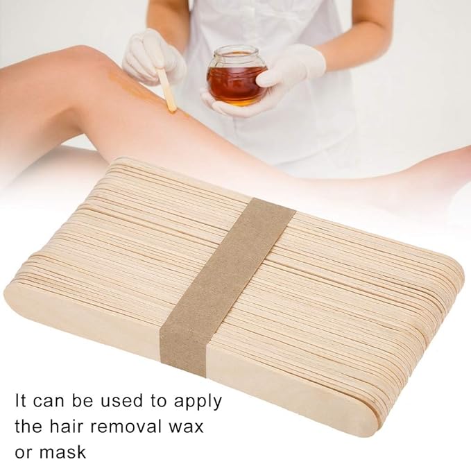 Wax Applicator Sticks, 100pcs Wooden Disposable Epilation Wax Tool Wax Waxing Wood Body Hair Removal Sticks Applicator Wax Spatulas Applicator for Mask Hair Remove Cream Ice Cream Stick