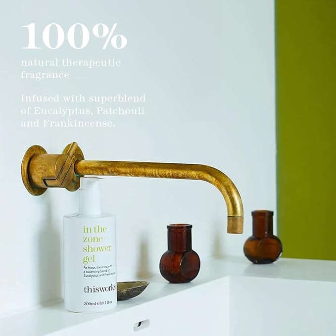 This Works In The Zone Body Lotion & Shower Gel Duo: Hydrating Moisturizer & Refreshing Body Wash with Essential Oils, Eucalyptus & Frankincense, Vegan, 10.1 oz Each