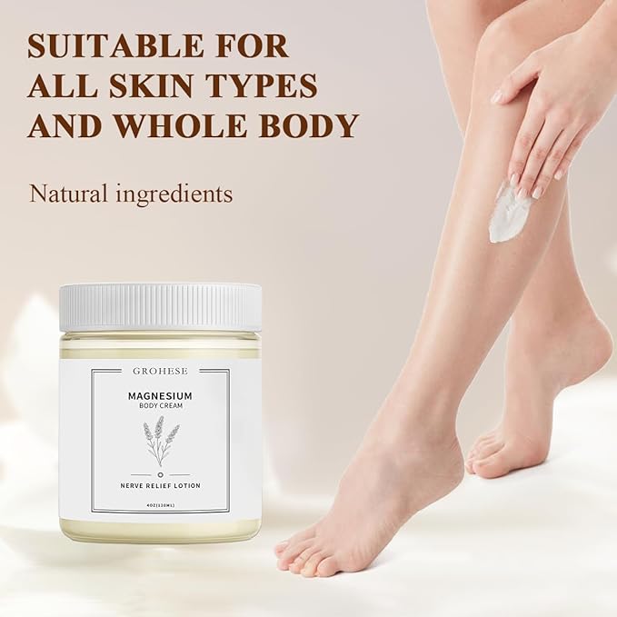 Neuropathy Cream – Nighttime Magnesium Cream for Feet & Hands, Nerve Relief Body Lotion with Natural Soothing Ingredients, Non-Greasy Formula, Relaxing Lavender Scent (1)