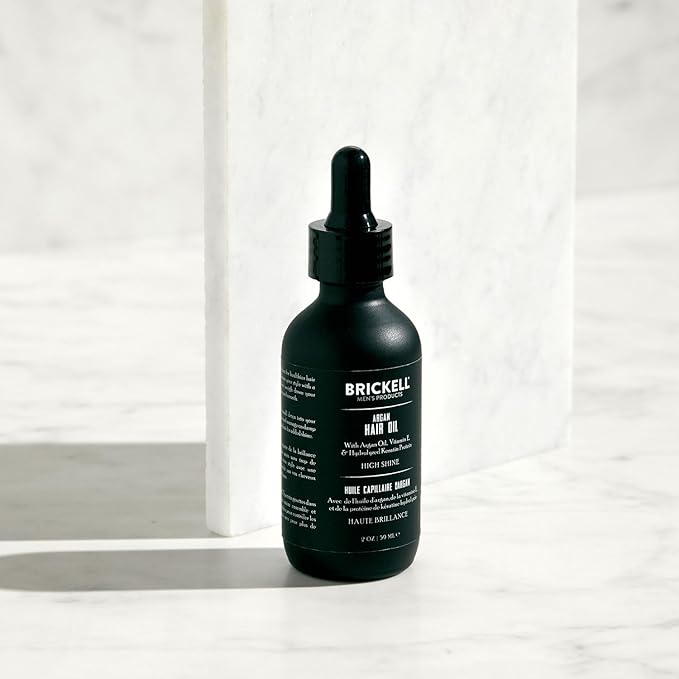 Brickell Men's Argan Oil for Hair, Natural and Organic Hair Oil For Men, Lightweight Hair Treatment, 2 Ounce, Scented