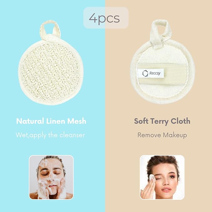 Face Dry Brush for Lymphatic Drainage Set,Exfoliating Face Brush+Face Scrubber for Women+4pcs Organic Facial Exfoliating Pads Reusable.Wooden Small Soft Bristle Facial Brushes for Cleaning.