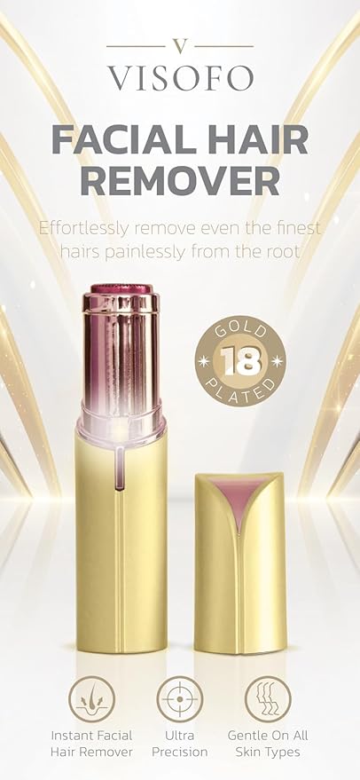 Facial Hair Removal for Women | Electric Razor Device Small Mustache Dermaplaning Remover Tools Tweezers Epilator Trimmer Face Dermaplane Shavers Beauty Gadgets Set Accessories by VISOFO (Citrine)