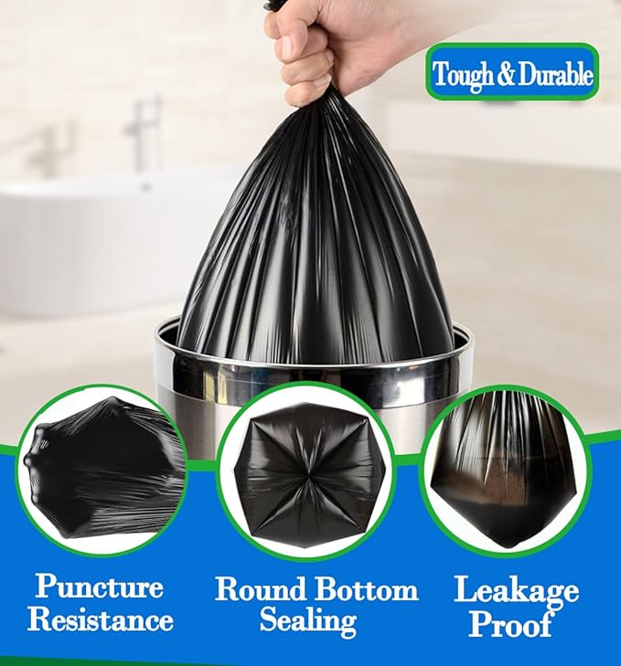 1 Gallon 140 pcs (0.8-1 Gal)Small Black Trash Bags, Strong 0.8 Gallon 1 Gallon 1.2 Gallon Garbage Bags, Bathroom Trash Can Bin Liners,Mini Bags Waste Basket Liner,Fit 3,4.5 Liter, 0.8-1 Gal(1Black140)