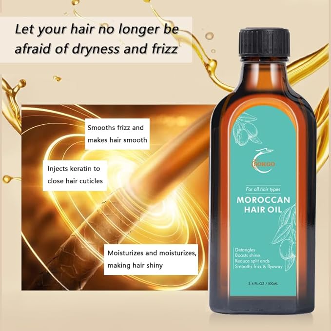 Moroccan Argan Treatment Oil for Luxurious Hair Care and Repair, Extra Strength Treatment for Split Ends, Frizzy Hair and Flyaways