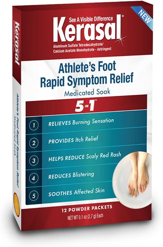Kerasal Athlete's Medicated Foot Soak, Bath for 5-in-1 Rapid Symptom Relief, 12 Count, (Pack of 1)