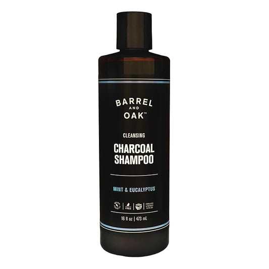 Barrel and Oak - Cleansing Charcoal Shampoo, Clarifying Shampoo, Hair Care for Men, Deep Cleans & Purifies, Hydrates & Soothes Dry Scalp, Essential Oil-Based Scent, Vegan (Mint & Eucalyptus, 16 oz)