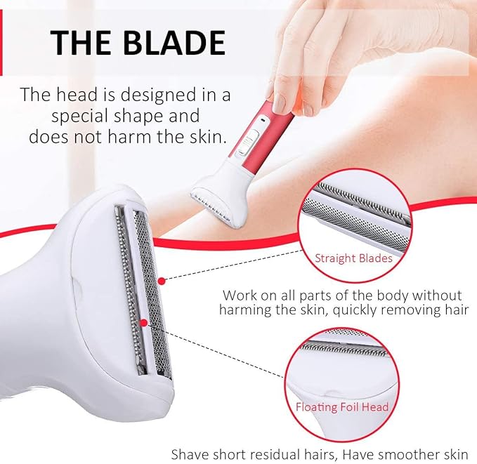 5 in 1 Electric Razor for Women Removal for Body Nose Hair Trimmer Face Shavers Eyebrow Legs Armpit Bikini Area Pubic Underarms Painless Rechargeable Portable Facial Hair Removal