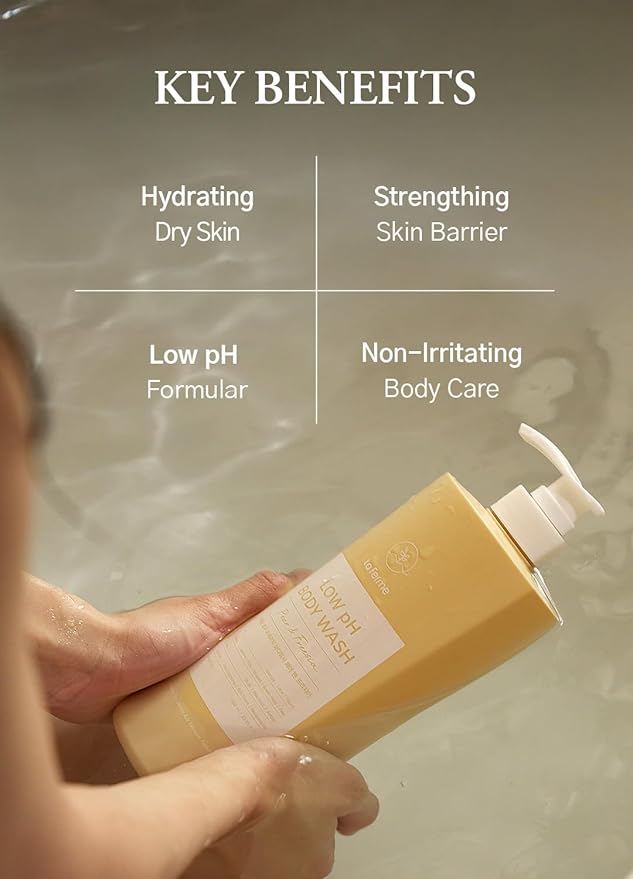 laferme Low pH balanced Gentle Korean Body Wash with Natural & Organic Ingredients, Hypoallergenic for Sensitive Skin, Moisturizing & Hydrating for Dry Skin, For Women & Men, 33 Fl Oz, Pear & Freesia