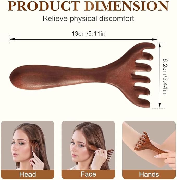 Six-Claw Meridian Massage Comb, 2025 Upgrade Manual Hair Scalp Massagers, Versatile Gua Sha Scraping Massage Tool Portable Meridians Massage Brush, Whole Body Relaxation Massage Comb (A)
