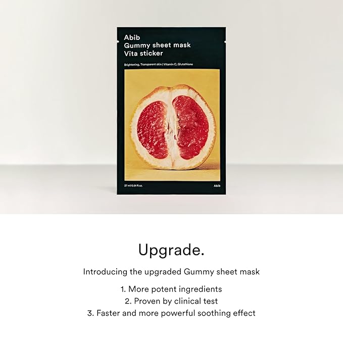 Abib Gummy Sheet Mask Vita Sticker(10 sheets) IBrightening & Soothing Sheet Mask with Niacinamide, Cica, Peptides & Vitamin Complex, Korean Skincare for Sensitive Skin