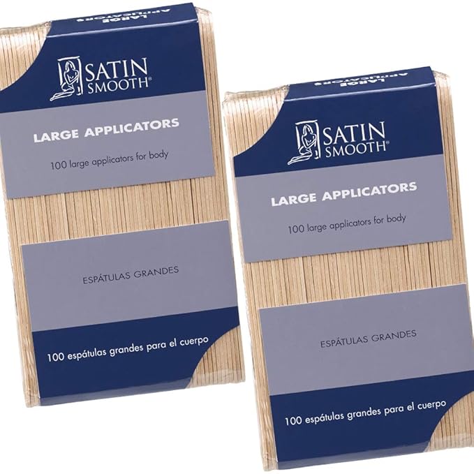 Satin Smooth Large Wax Sticks for Hair Removal – Wax Applicator Sticks, Wooden Waxing Stick Spatulas For Arms, Legs, & Body Hair Waxing, 100 ct, 2 Pack