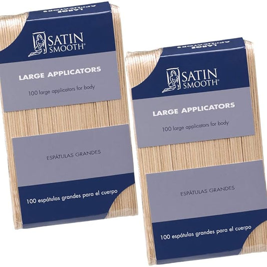 Satin Smooth Large Wax Sticks for Hair Removal – Wax Applicator Sticks, Wooden Waxing Stick Spatulas For Arms, Legs, & Body Hair Waxing, 100 ct, 2 Pack