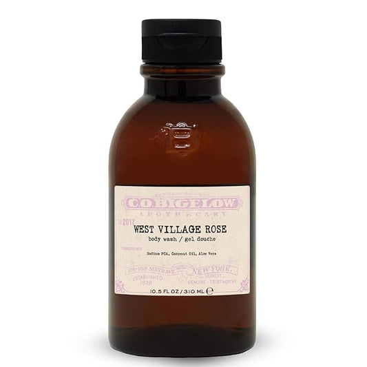 C.O. Bigelow West Village Rose Body Wash, Iconic Collection Moisturizing Body Wash with Coconut Oil & Aloe Vera, 10.5 Fl Oz