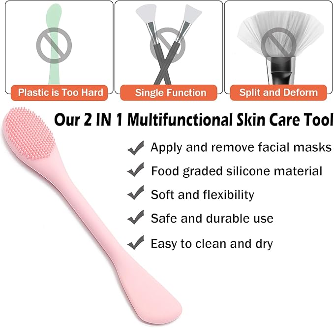 2-in-1 Silicone Facial Cleansing Brush & Body Scrubber - Dual-Sided Exfoliator for Face/Shower, Massage, Blackhead & Makeup Removal, Mud/Lotion Applicator, Soft Sensitive Skin-Friendly
