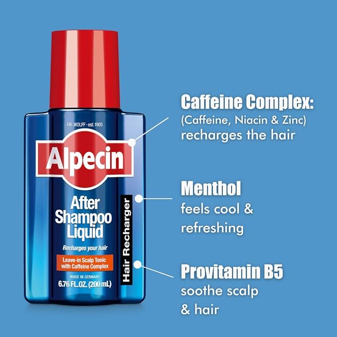 Alpecin After Shampoo Caffeine Liquid 6.76 fl oz (Pack of 3) I Topical Solution for Men's Thinning Hair I Promotes Natural Hair Growth I Sulfate Free with Concentrated Caffeine