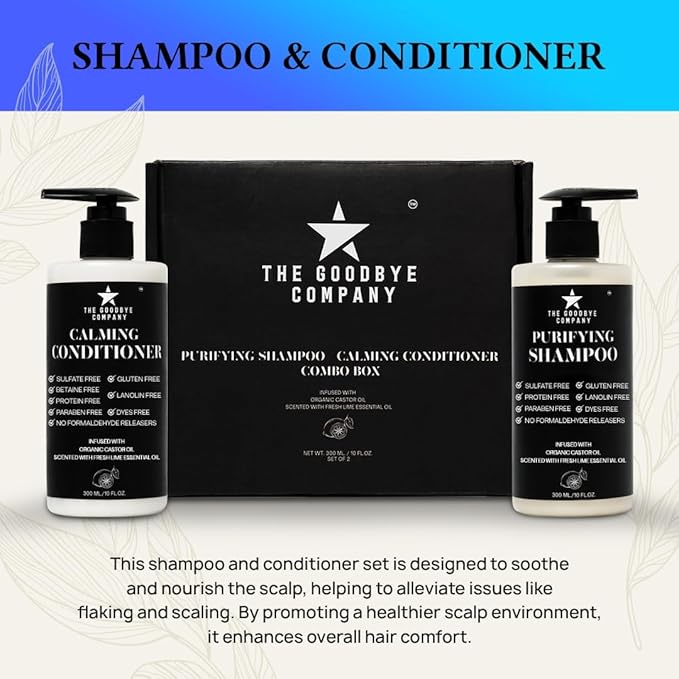 Castor Oil Shampoo and Conditioner Set; Dry Scalp Dandruff Treatment; Organic, Sulfate Free, Moisturizing Shampoo and Conditioner Set for Hair Care and Repair; Made in USA, 10 oz Bottles