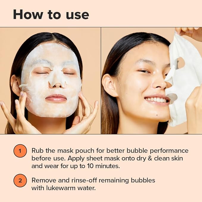 I DEW CARE Face Sheet Mask - Glow Up Bubbles | Vitamin and Niacinamide, Daily Skin Care,Facial Treatment, Illuminating, Detox, Moisturizing, Korean Sleeping Face Mask, Hydartion, Anti Wrinkle, 5ea