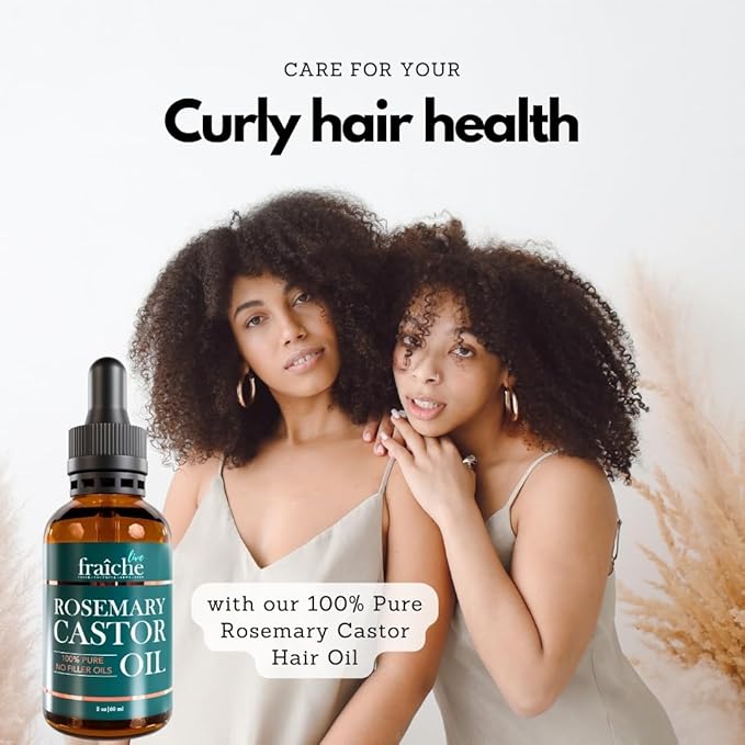 Live Fraiche Rosemary Oil for Hair Growth (2oz) with Cold Pressed Castor Oil Natural Hair Growth Oil - Rosemary and Castor Oil for Hair Growth -Strengthening Hair Oil for Damaged Hair and Hair Loss