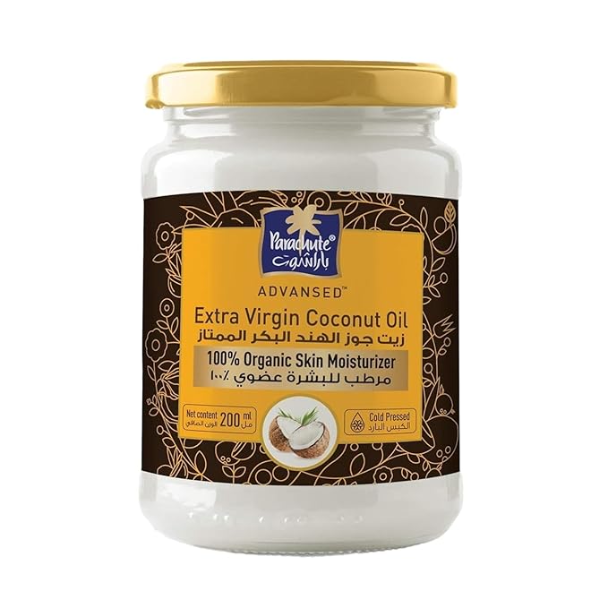Parachute Advansed SkinPure 100% Organic Extra Virgin Coconut Oil |Face & Body Oil Moisturizer| For Youthful, Radiant Skin| Blemish Free, Glowing Skin |Cold Pressed | 6.7 fl.oz | Glass Jar