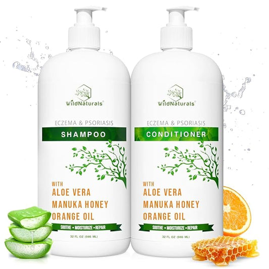 Eczema Psoriasis Anti-Dandruff & Seborrheic Dermatitis Shampoo Set for Dry, Itchy Scalp & Hair Treatment - For Men & Women
