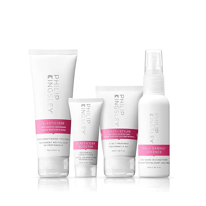 PHILIP KINGSLEY Elasticizer Deep Conditioning Treatment Hair Care Kit - Repair Hair Mask, Booster, Leave-In Conditioner Spray and Styling Cream, Adds Bounce and Shine, for Dry Damaged Hair