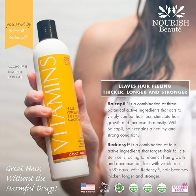 Nourish Beaute Vitamins Premium Shampoo and Conditioner Set for Hair Loss that Promotes Hair Regrowth For Men and Women, 2 Pack, 10 Ounces Each