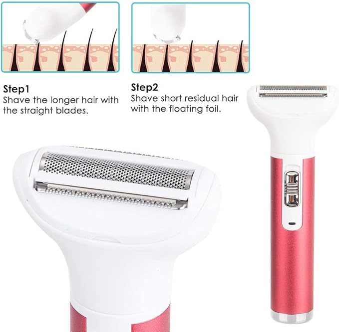 5 in 1 Electric Razor for Women Removal for Body Nose Hair Trimmer Face Shavers Eyebrow Legs Armpit Bikini Area Pubic Underarms Painless Rechargeable Portable Facial Hair Removal